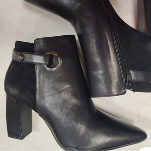 AEROSOLES Black Ankle Booties with Buckle Detail